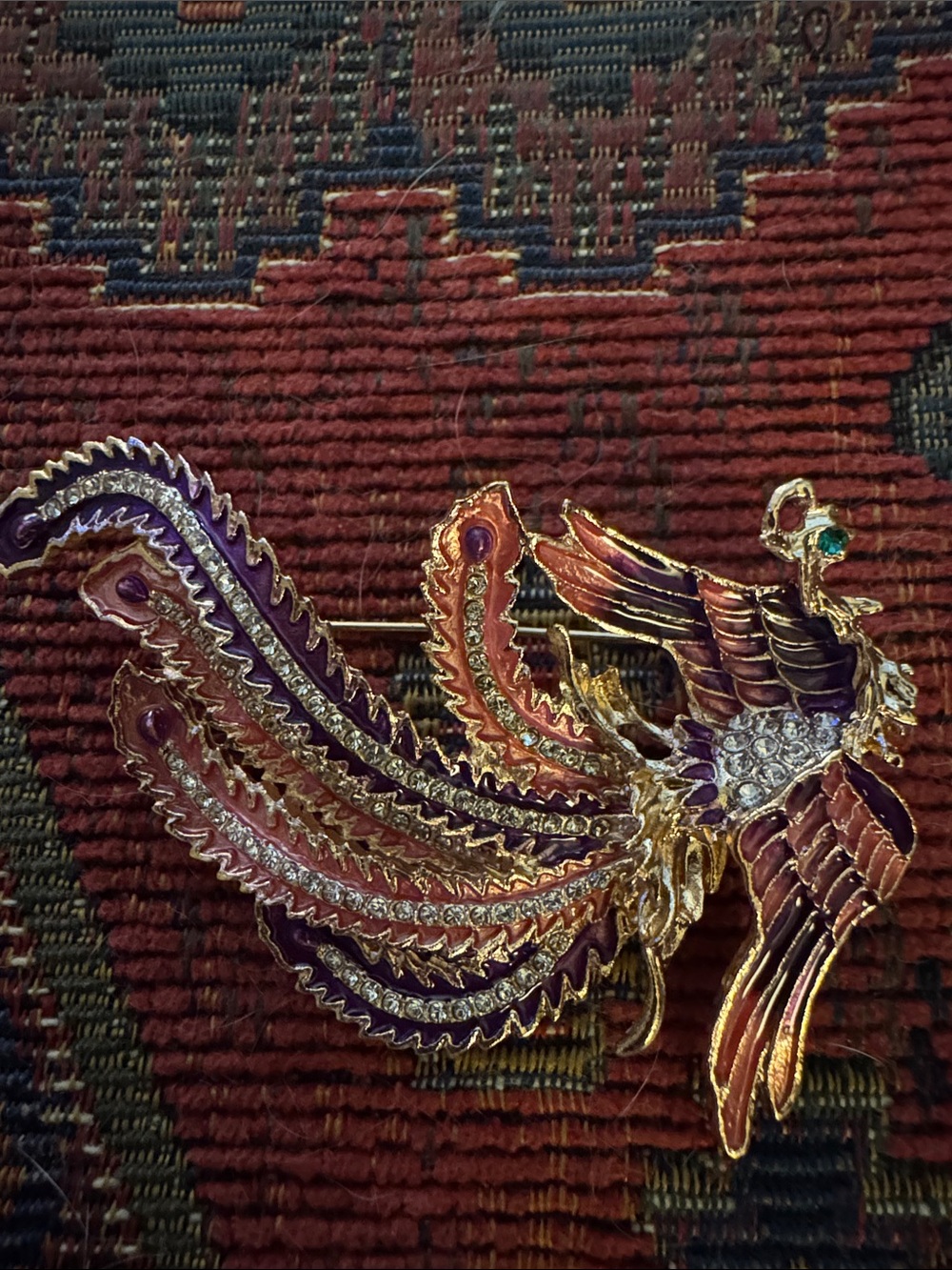 NWOT Gold-Tone Multicolor Phoenix Brooch - Elegant Women Accessory